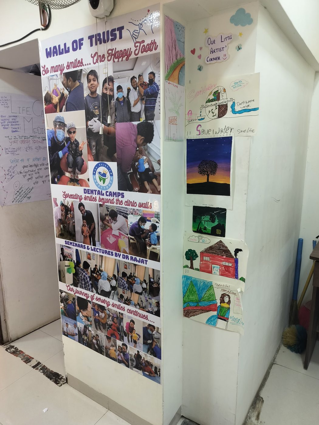 Happy Tooth patient wall of fame with smiling children, Mohamadwadi, Pune